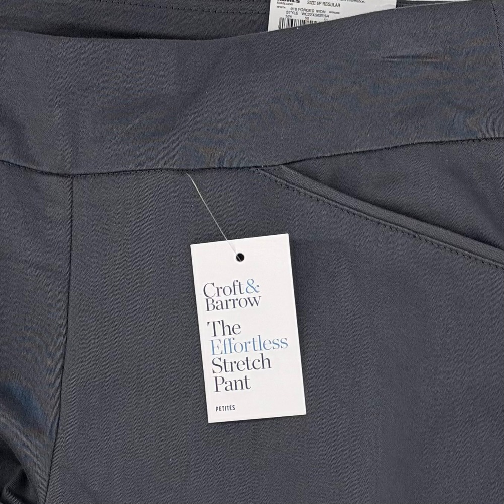 Croft & Barrow Effortless Stretch Pants‎ Gray Straight Leg Mid Rise 6P Sleek - Picture 3 of 9